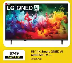Leon's LG 65" 4K Smart QNED AI QNED75 TV offer