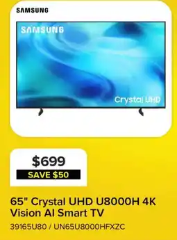 Leon's Samsung 65" Crystal UHD U8000H 4K Vision AI Smart TV offer