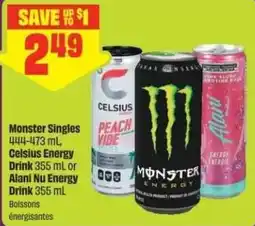 Chalo FreshCo Monster Singles Celsius Energy Drink or Alani Nu Energy Drink offer