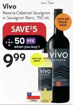 Safeway Vivo Reserva Cabernet Sauvignon or Sauvignon Blanc offer