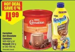 Chalo FreshCo Carnation hot chocolate canisters or Nesquik offer