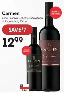 Safeway Carmen Gran Reserva Cabernet Sauvignon or Carmenere offer