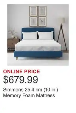 Costco Simmons 25.4 cm (10 in.) Memory Foam Mattress offer