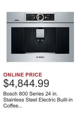 Costco Bosch 800 Series 24 in. Stainless Steel Electric Built-in Coffee Machine with Home Connect offer