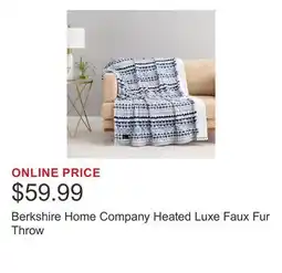 Costco Berkshire Home Company Heated Luxe Faux Fur Throw offer