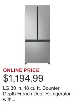Costco LG 30 in. 18 cu ft. Counter Depth French Door Refrigerator with Pocket Handle offer