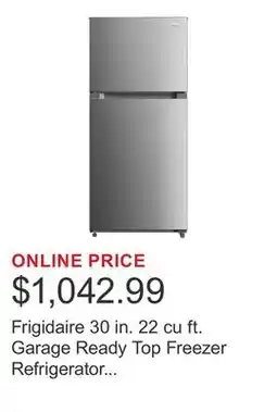 Costco Frigidaire 30 in. 22 cu ft. Garage Ready Top Freezer Refrigerator with Reversible Doors offer