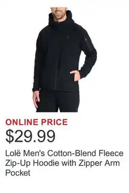 Costco Lolë Men's Cotton-Blend Fleece Zip-Up Hoodie with Zipper Arm Pocket offer