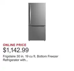 Costco Frigidaire 30 in. 19 cu ft. Bottom Freezer Refrigerator with Reversible Door offer