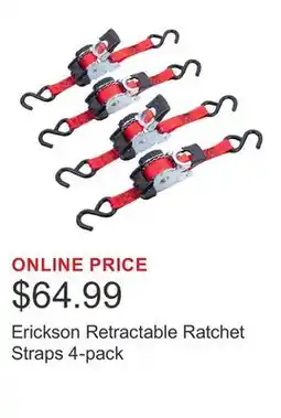 Costco Erickson Retractable Ratchet Straps 4-pack offer