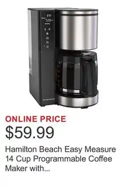 Costco Hamilton Beach Easy Measure 14 Cup Programmable Coffee Maker with Touch Display and Reusable Filter offer