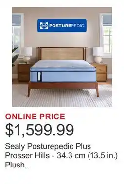 Costco Sealy Posturepedic Plus Prosser Hills - 34.3 cm (13.5 in.) Plush Pillow Top Mattress offer