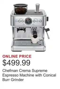 Costco Chefman Crema Supreme Espresso Machine with Conical Burr Grinder offer