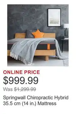Costco Springwall Chiropractic Hybrid 35.5 cm (14 in.) Mattress offer
