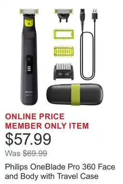 Costco Philips OneBlade Pro 360 Face and Body with Travel Case offer
