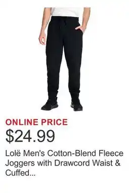 Costco Lolë Men's Cotton-Blend Fleece Joggers with Drawcord Waist & Cuffed Hem offer