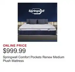 Costco Springwall Comfort Pockets Renew Medium Plush Mattress offer