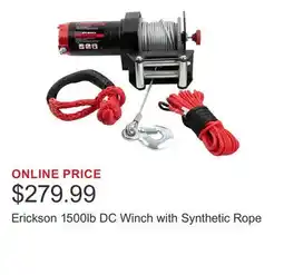 Costco Erickson 1500lb DC Winch with Synthetic Rope offer