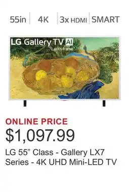 Costco LG 55 Class - Gallery LX7 Series - 4K UHD Mini-LED TV offer