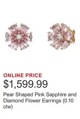 Costco Pear Shaped Pink Sapphire and Diamond Flower Earrings (0.10 ctw) offer