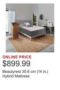 Costco Beautyrest 35.6 cm (14 in.) Hybrid Mattress offer