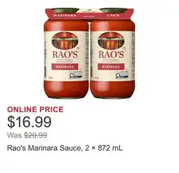 Costco Rao's Marinara Sauce, 2 × offer