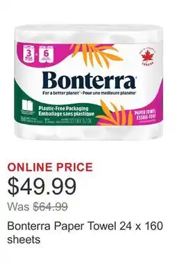 Costco Bonterra Paper Towel 24 x 160 sheets offer