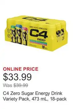Costco C4 Zero Sugar Energy Drink Variety Pack, 473 mL, 18-pack offer