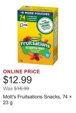 Costco Mott's Fruitsations Snacks, 74 × offer