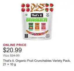 Costco That's it. Organic Fruit Crunchables Variety Pack, 21 × offer