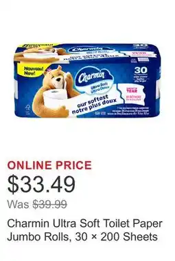 Costco Charmin Ultra Soft Toilet Paper Jumbo Rolls, 30 × 200 Sheets offer