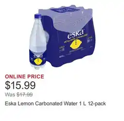 Costco Eska Lemon Carbonated Water 1 L 12-pack offer