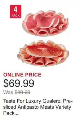 Costco Taste For Luxury Gualerzi Pre-sliced Antipasto Meats Variety Pack 80 g (2.8 oz) × 8 pack offer