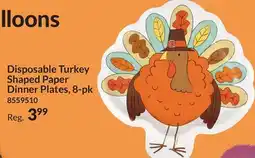 Party City Disposable Turkey Shaped Paper Dinner Plates, 8-pk offer