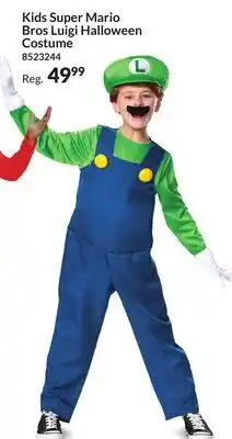 Party City Kids Super Mario Bros Luigi Halloween Costume offer