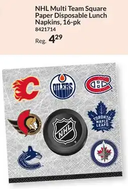 Party City NHL Multi Team Square Paper Disposable Lunch Napkins, 16-pk offer