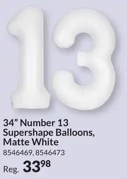 Party City 34 Number 13 Supershape Balloons, Matte White offer