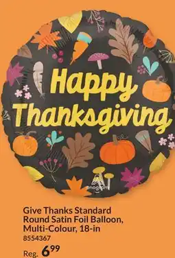 Party City Give Thanks Standard Round Satin Foil Balloon, Multi-Colour, 18-in offer