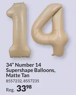Party City 34 Number 14 Supershape Balloons, Matte Tan offer