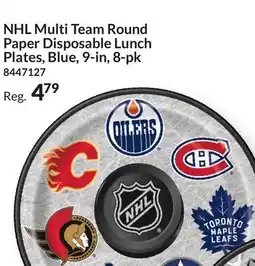 Party City NHL Multi Team Round Paper Disposable Lunch Plates, Blue, 9-in, 8-pk offer