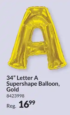 Party City 34 Letter A Supershape Balloon, Gold offer