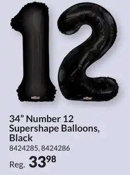 Party City 34 Number 12 Supershape Balloons, Black offer