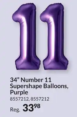 Party City 34 Number 11 Supershape Balloons, Purple offer