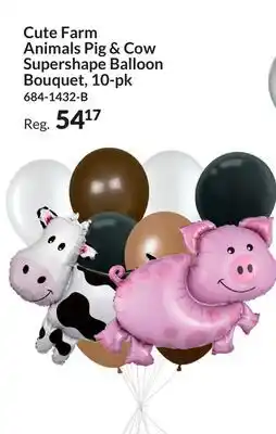 Party City Cute Farm Animals Pig & Cow Supershape Balloon Bouquet, 10-pk offer