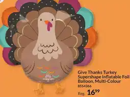 Party City Give Thanks Turkey Supershape Inflatable Foil Balloon, Multi-Colour offer