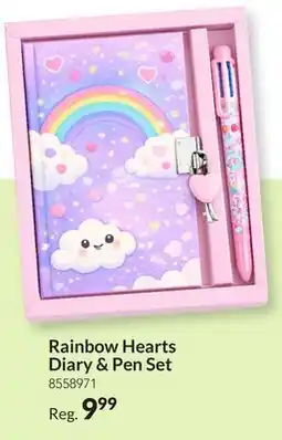 Party City Rainbow Hearts Diary & Pen Set offer