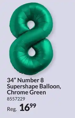 Party City 34 Number 8 Supershape Balloon, Chrome Green offer