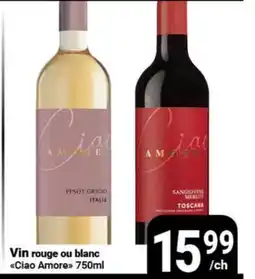 Pasquier Vin rouge ou blanc Ciao Amore offer