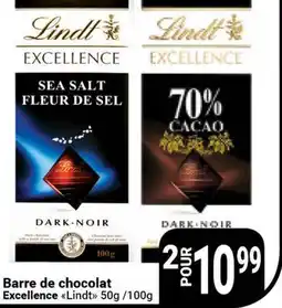 Pasquier Barre de chocolat Excellence Lindt offer