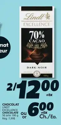 IGA LINDT EXCELLENCE CHOCOLATE offer